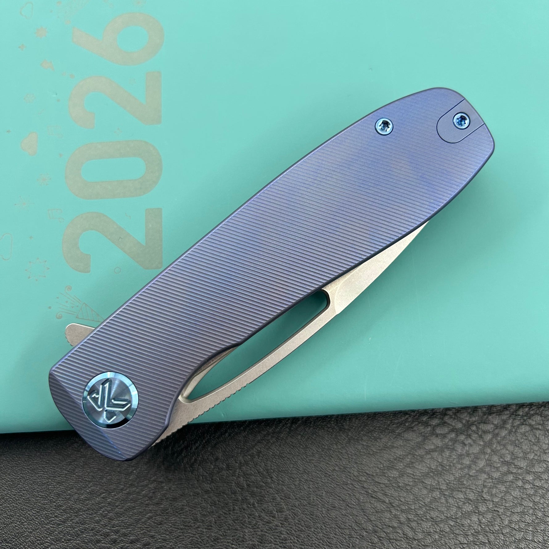 KU knife KU353B Supercell Linerlock Blue Ti Folding Knife