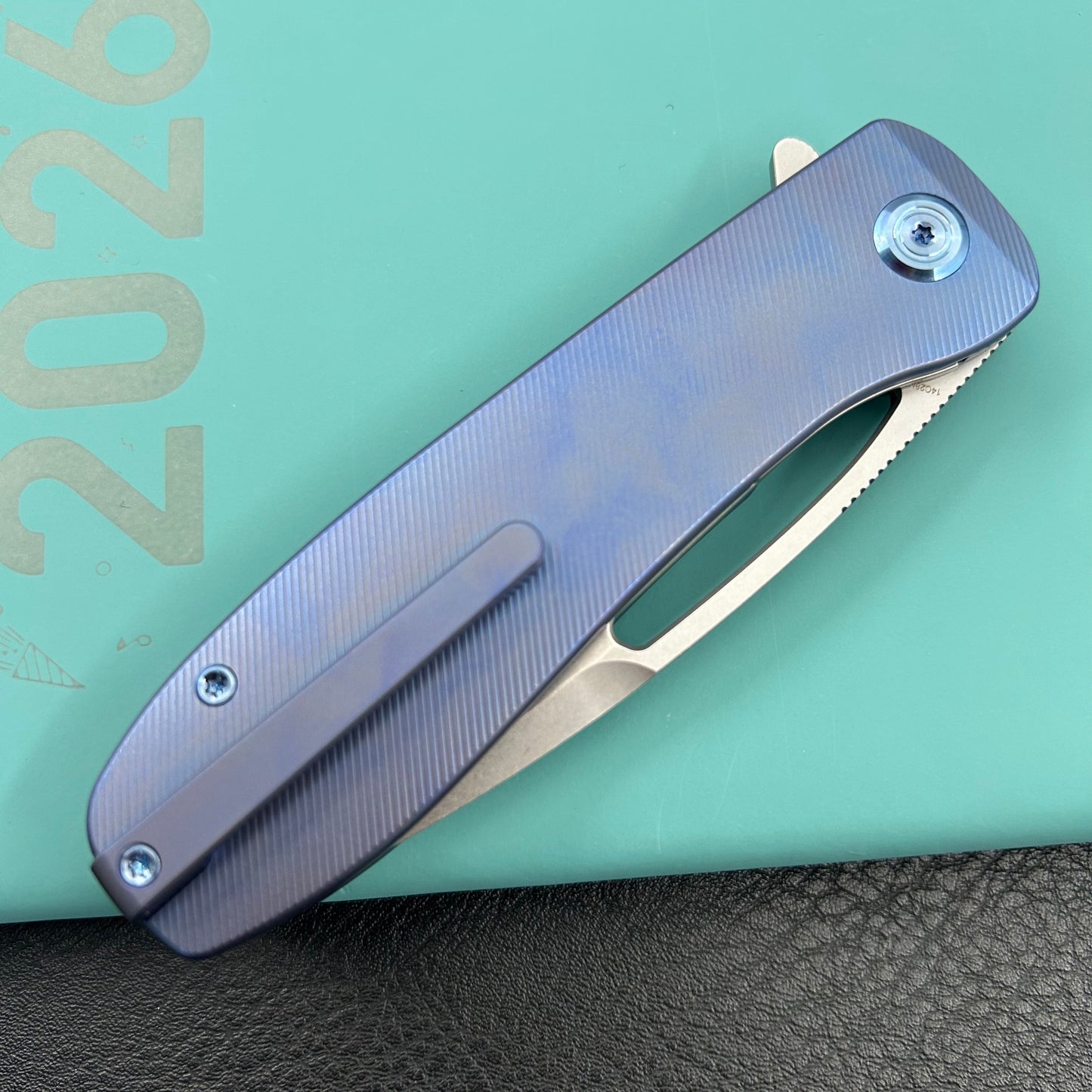 KU knife KU353B Supercell Linerlock Blue Ti Folding Knife
