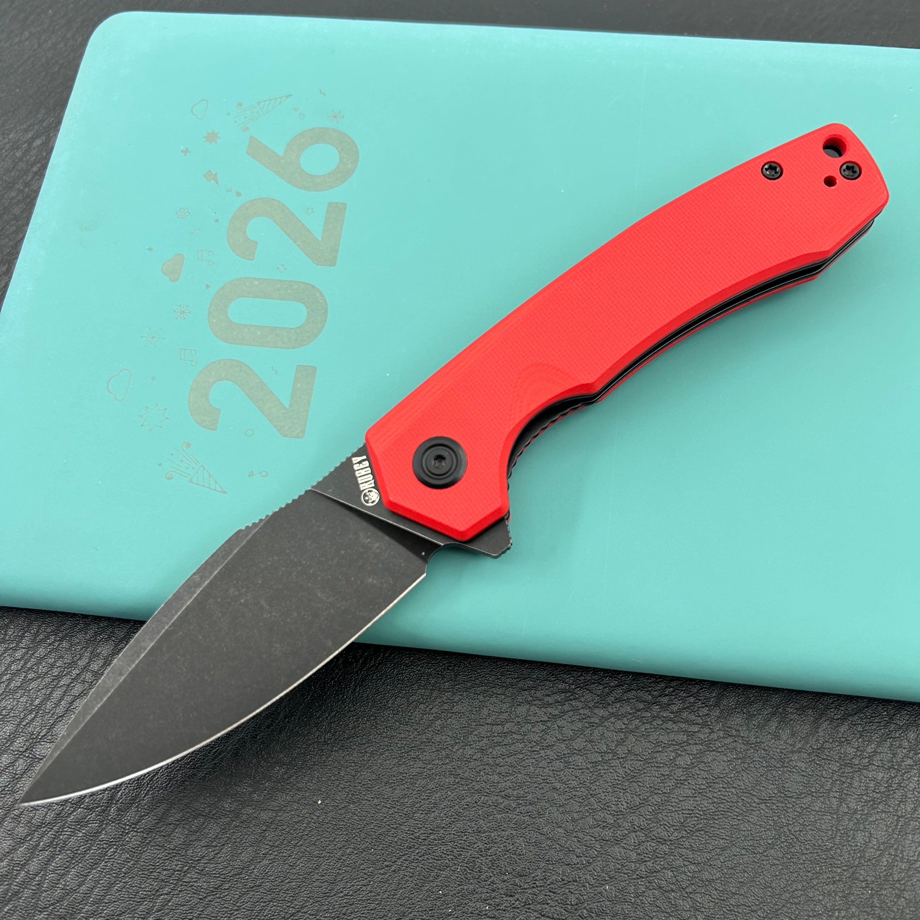 KU knife KU901X Calyce Flipper Linerlock Black Red  Folding Knife
