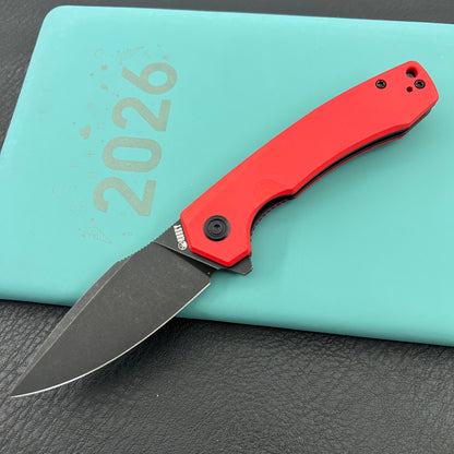 KU knife KU901X Calyce Flipper Linerlock Black Red  Folding Knife