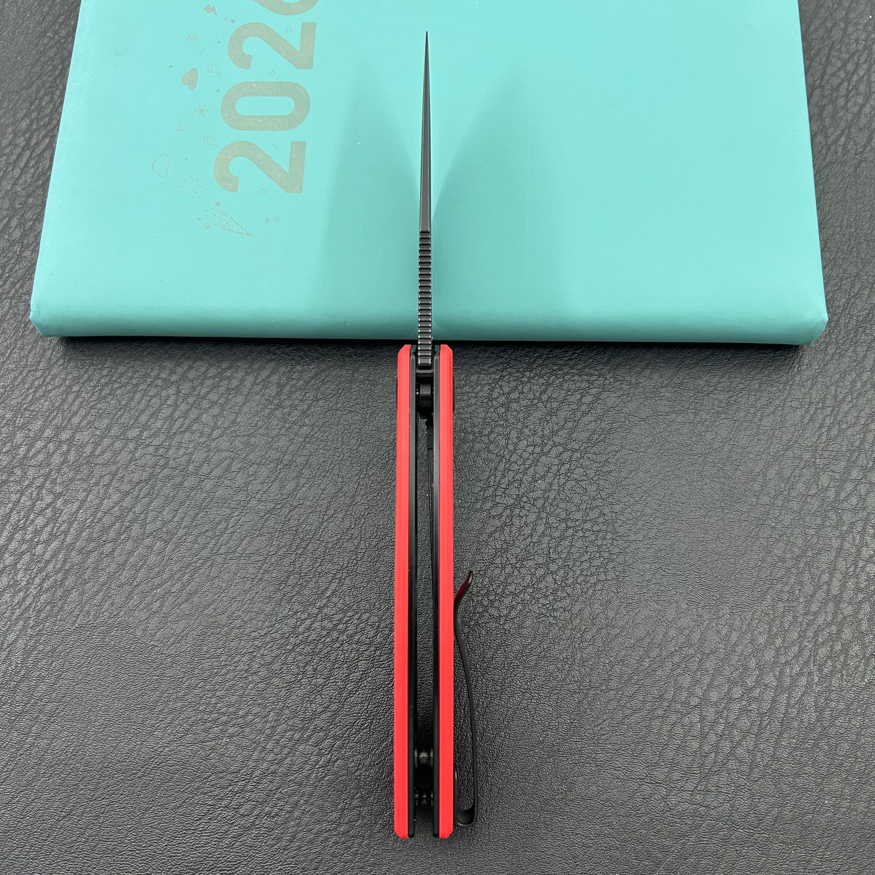 KU knife KU901X Calyce Flipper Linerlock Black Red  Folding Knife