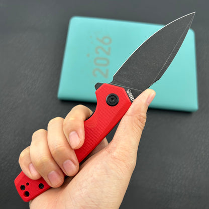KU knife KU901X Calyce Flipper Linerlock Black Red  Folding Knife
