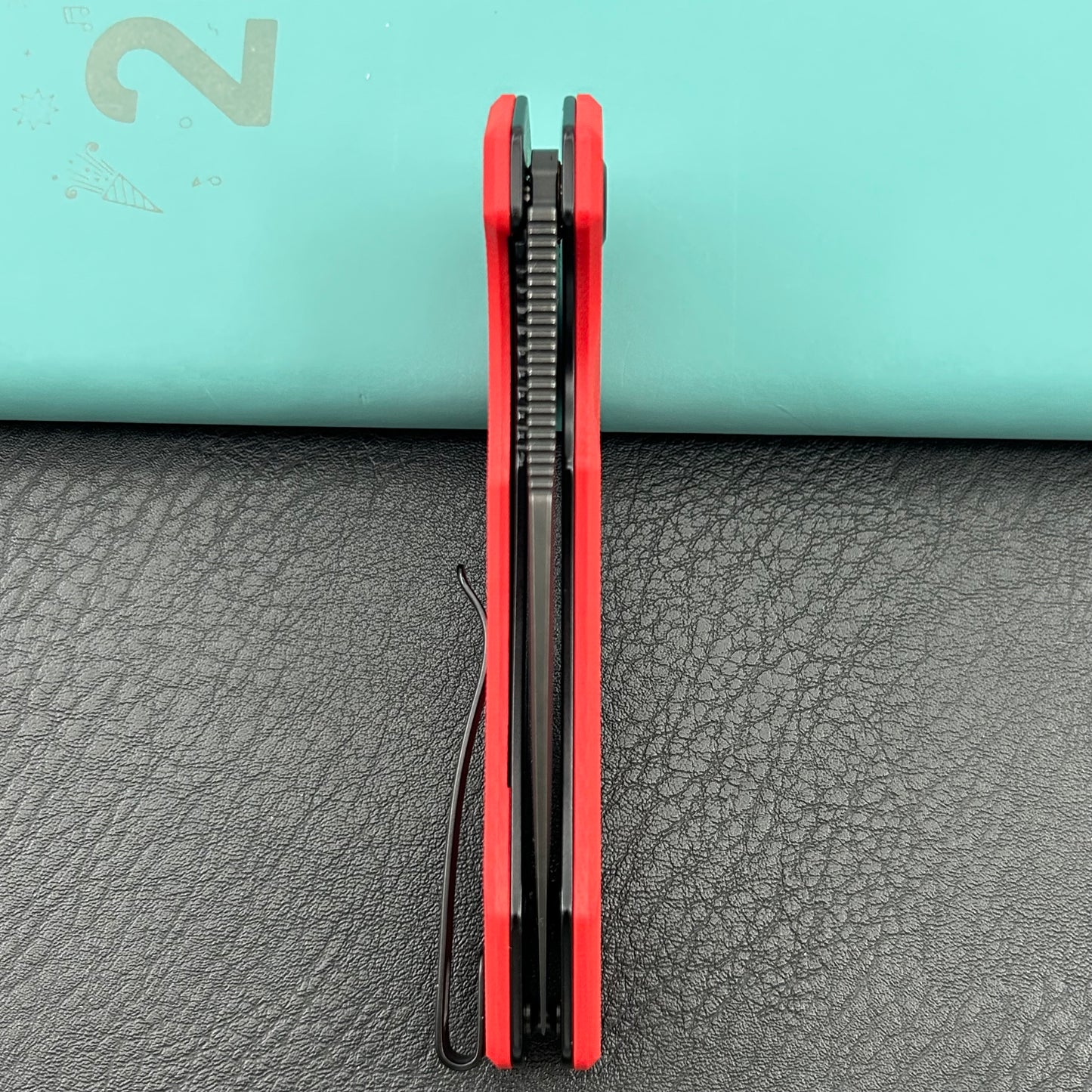 KU knife KU901X Calyce Flipper Linerlock Black Red  Folding Knife