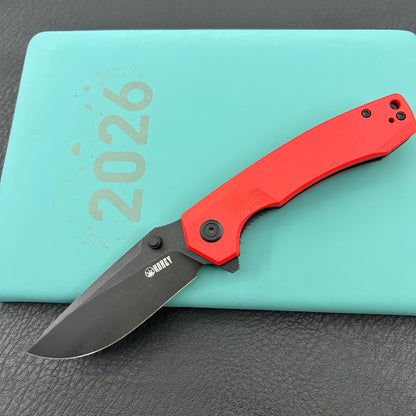 KU knife KU901S Calyce Thumbstud Linerlock Black Red Folding Knife