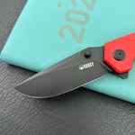 KU knife KU901S Calyce Thumbstud Linerlock Black Red Folding Knife