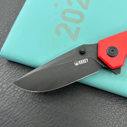 KU knife KU901S Calyce Thumbstud Linerlock Black Red Folding Knife