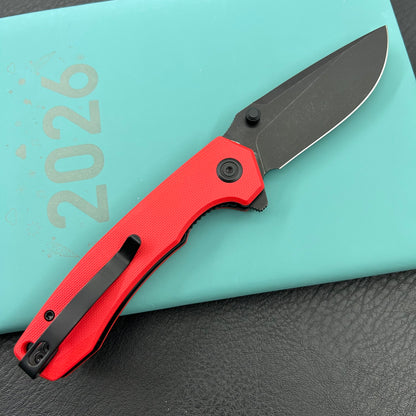 KU knife KU901S Calyce Thumbstud Linerlock Black Red Folding Knife
