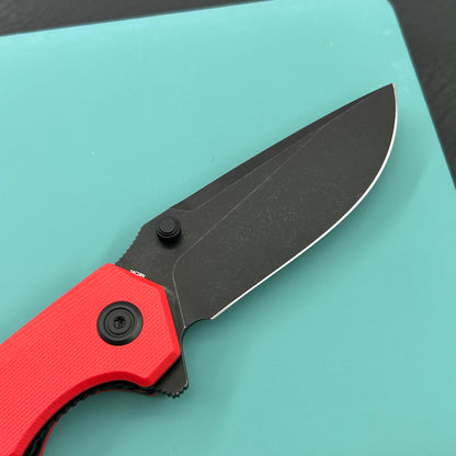 KU knife KU901S Calyce Thumbstud Linerlock Black Red Folding Knife