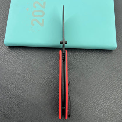 KU knife KU901S Calyce Thumbstud Linerlock Black Red Folding Knife