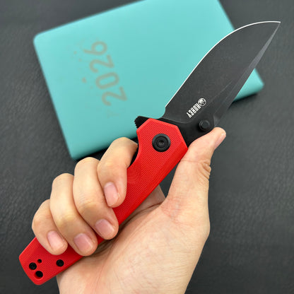 KU knife KU901S Calyce Thumbstud Linerlock Black Red Folding Knife