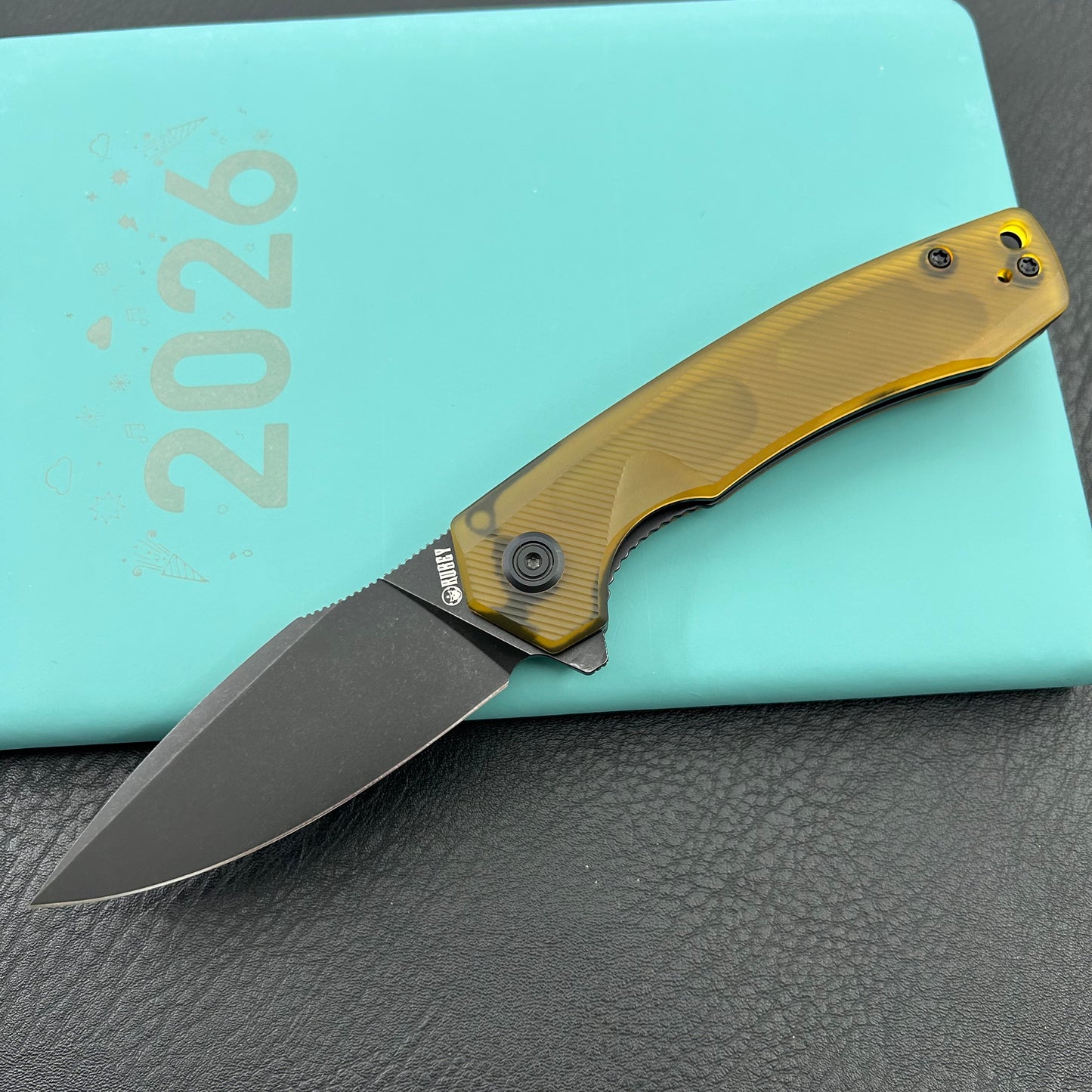 KU knife KU901Z Calyce Flipper Linerlock Black Ultem  Folding Knife