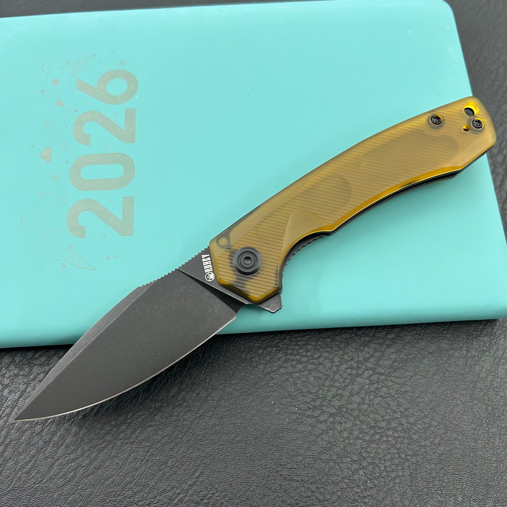 KU knife KU901Z Calyce Flipper Linerlock Black Ultem  Folding Knife