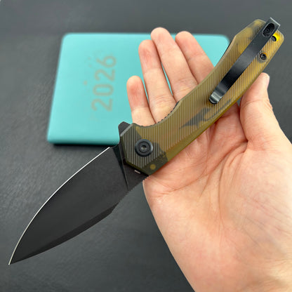 KU knife KU901Z Calyce Flipper Linerlock Black Ultem  Folding Knife
