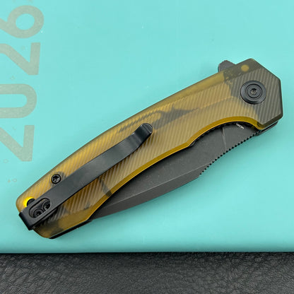 KU knife KU901Z Calyce Flipper Linerlock Black Ultem  Folding Knife