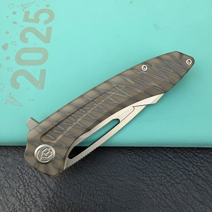 KB KNIVES KB352B Merced  Pocket Folding Knife Flame Ano Titanium Handle 3.46'' Beadblast M390