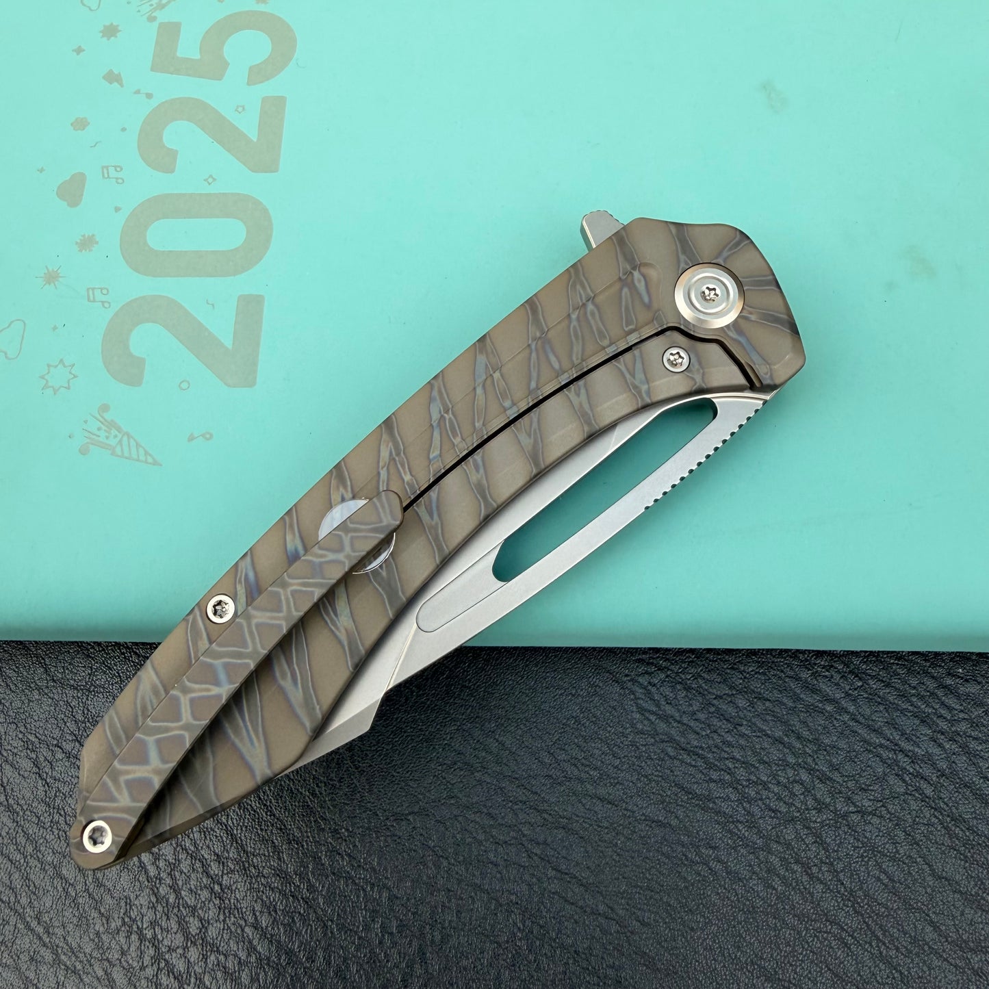 KB KNIVES KB352B Merced  Pocket Folding Knife Flame Ano Titanium Handle 3.46'' Beadblast M390