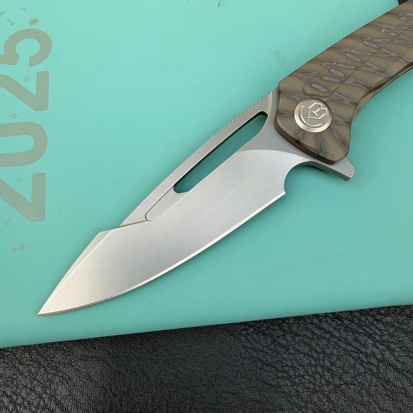 KB KNIVES KB352B Merced  Pocket Folding Knife Flame Ano Titanium Handle 3.46'' Beadblast M390