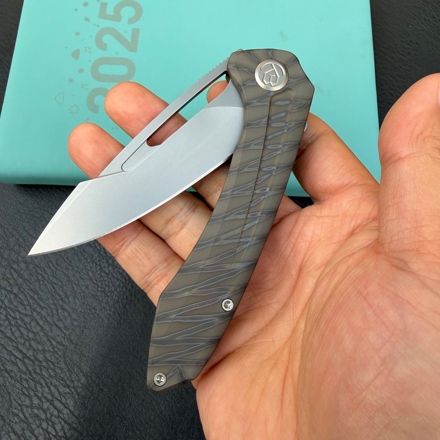 KB KNIVES KB352B Merced  Pocket Folding Knife Flame Ano Titanium Handle 3.46'' Beadblast M390