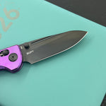 KB KNIVES KB383J Bluff Crossbar Folding Knife Purple Crystallized Titanium Handle 3.19" DLC Stonewash blade M390