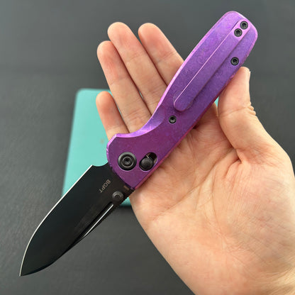 KB KNIVES KB383J Bluff Crossbar Folding Knife Purple Crystallized Titanium Handle 3.19" DLC Stonewash blade M390