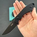 KUBEY knife KU468B TLB II Clip Point EDC Fixed Blade Knife Black G10 2.8" Blackwash 14C28N with Kydex Sheath