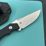 KUBEY knife KU468A TLB II Clip Point EDC Fixed Blade Knife Black G10 2.8" Beadblast 14C28N with Kydex Sheath