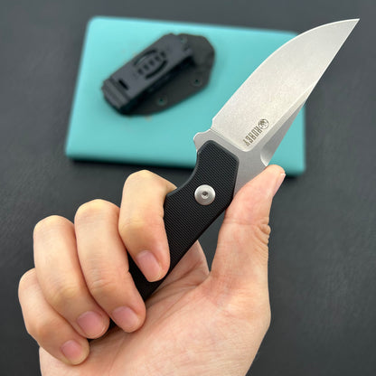 KUBEY knife KU468A TLB II Clip Point EDC Fixed Blade Knife Black G10 2.8" Beadblast 14C28N with Kydex Sheath