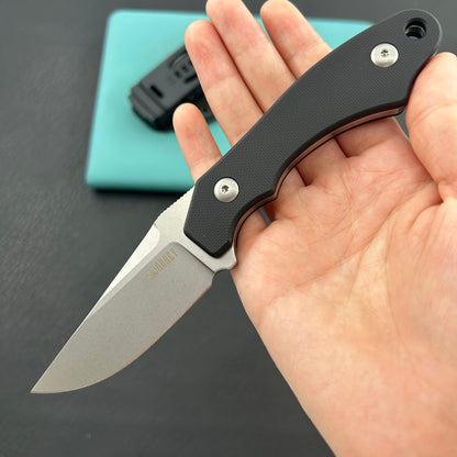 KUBEY knife KU468A TLB II Clip Point EDC Fixed Blade Knife Black G10 2.8" Beadblast 14C28N with Kydex Sheath