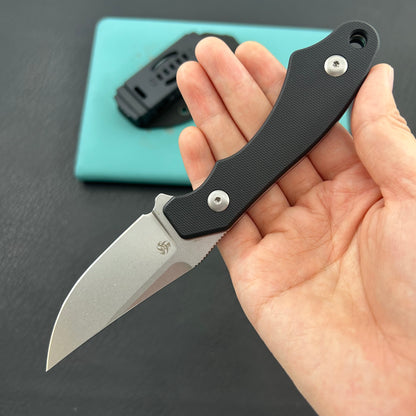 KUBEY knife KU468A TLB II Clip Point EDC Fixed Blade Knife Black G10 2.8" Beadblast 14C28N with Kydex Sheath