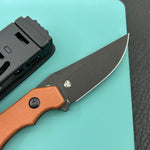KUBEY knife KU468D TLB II Clip Point EDC Fixed Blade Knife Brown Micarta 2.8" Blackwash 14C28N with Kydex Sheath