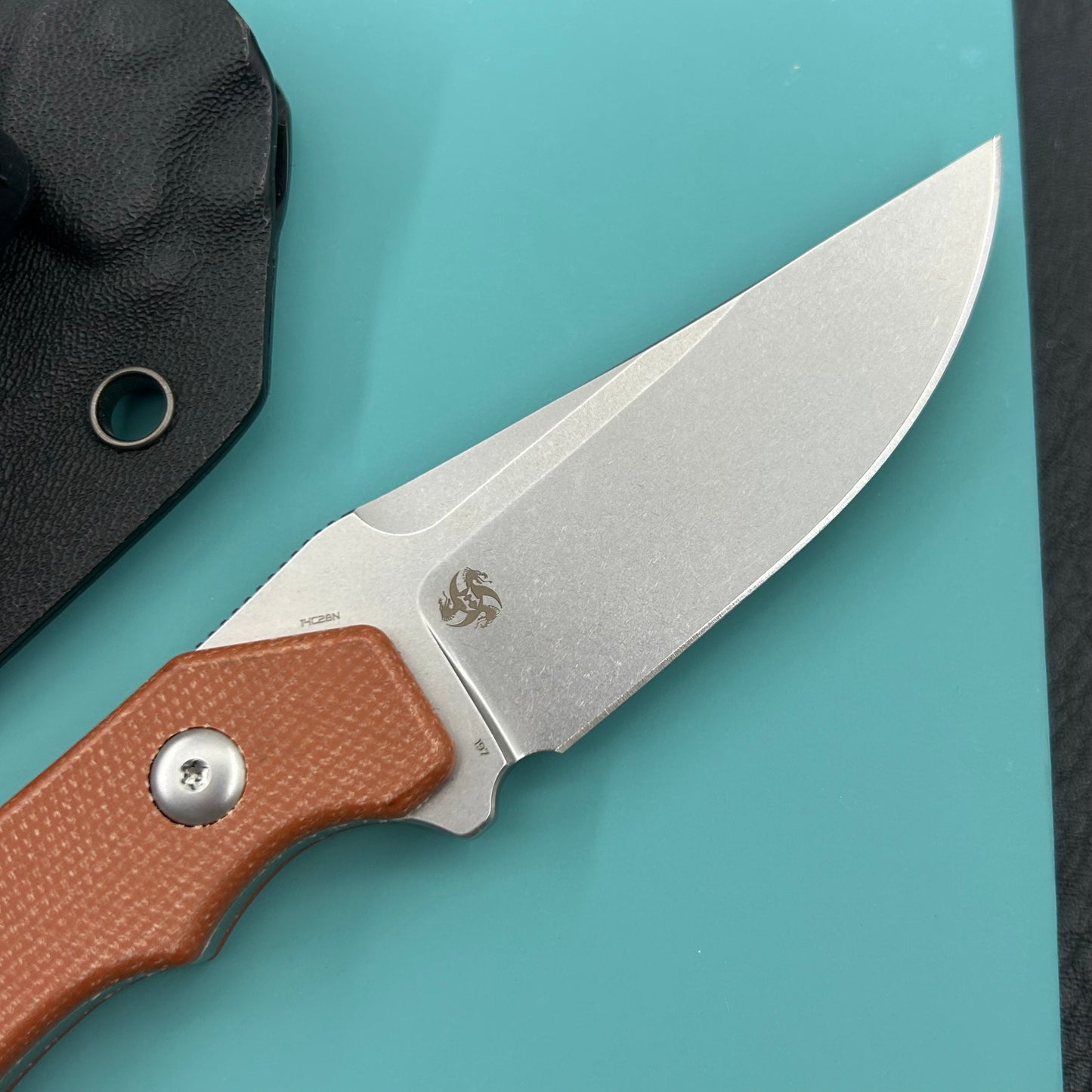 KUBEY knife KU468C TLB II Clip Point EDC Fixed Blade Knife Brown Micarta 2.8" Beadblast 14C28N with Kydex Sheath