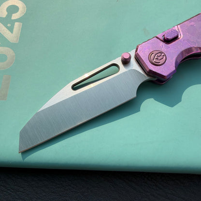 KB Venom KB435D Top Liner Lock Pocket Folding Knife Purple Ano Crystallized Titanium 3.46" Belt Satin CPM S90