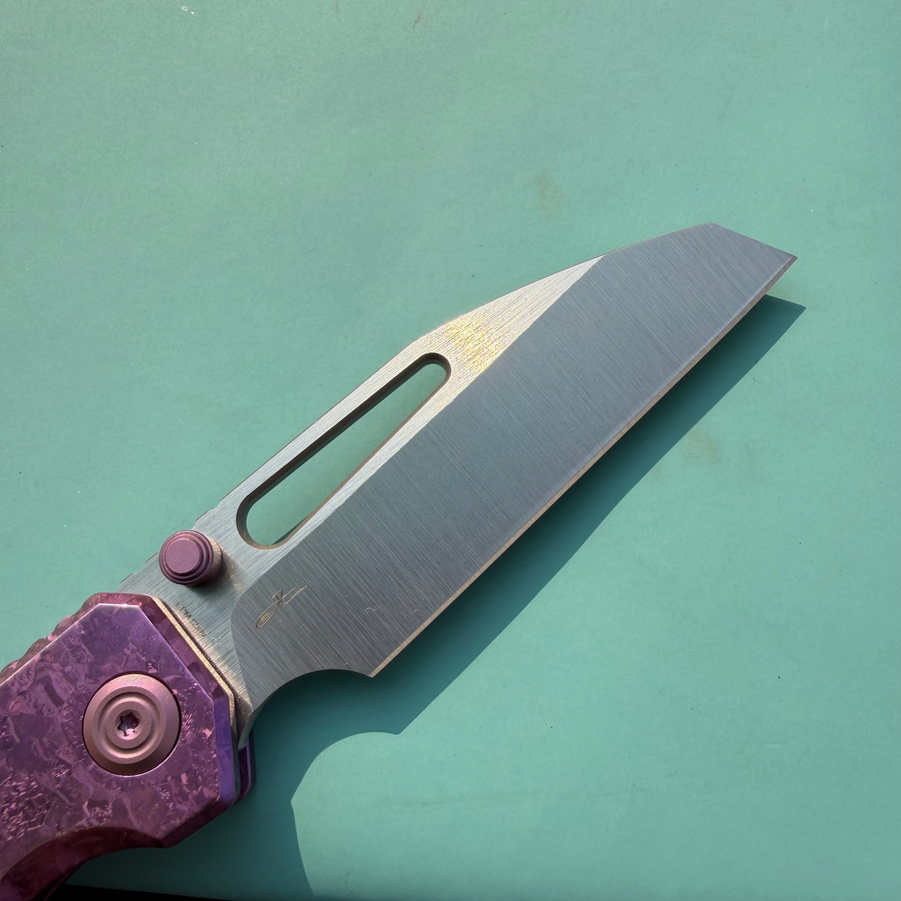 KB Venom KB435D Top Liner Lock Pocket Folding Knife Purple Ano Crystallized Titanium 3.46" Belt Satin CPM S90