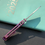 KB Venom KB435D Top Liner Lock Pocket Folding Knife Purple Ano Crystallized Titanium 3.46" Belt Satin CPM S90