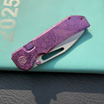 KB Venom KB435D Top Liner Lock Pocket Folding Knife Purple Ano Crystallized Titanium 3.46" Belt Satin CPM S90