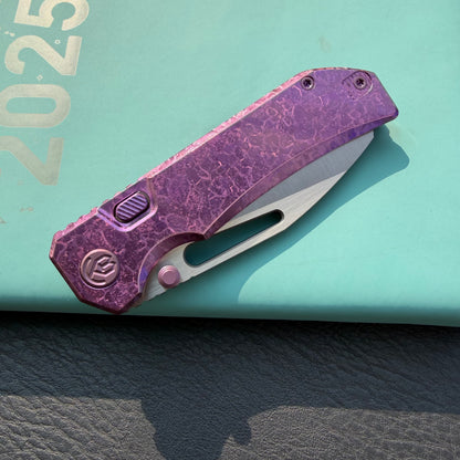KB Venom KB435D Top Liner Lock Pocket Folding Knife Purple Ano Crystallized Titanium 3.46" Belt Satin CPM S90