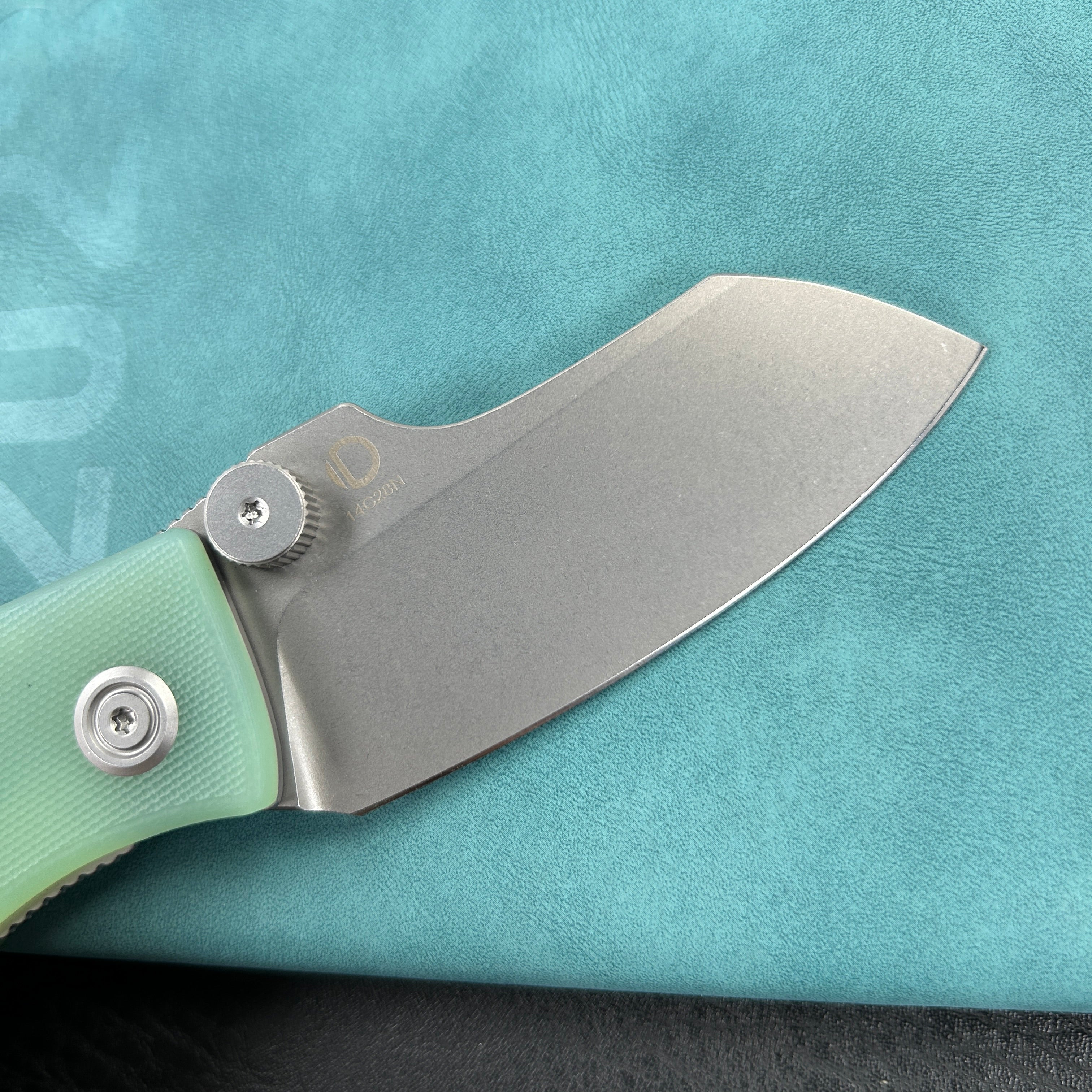 KUBEY KU337L Monsterdog Liner Lock Folding Knife Jade G10 Handle 2.95" Bead Blasted 14C28N