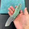 KUBEY KU337L Monsterdog Liner Lock Folding Knife Jade G10 Handle 2.95" Bead Blasted 14C28N