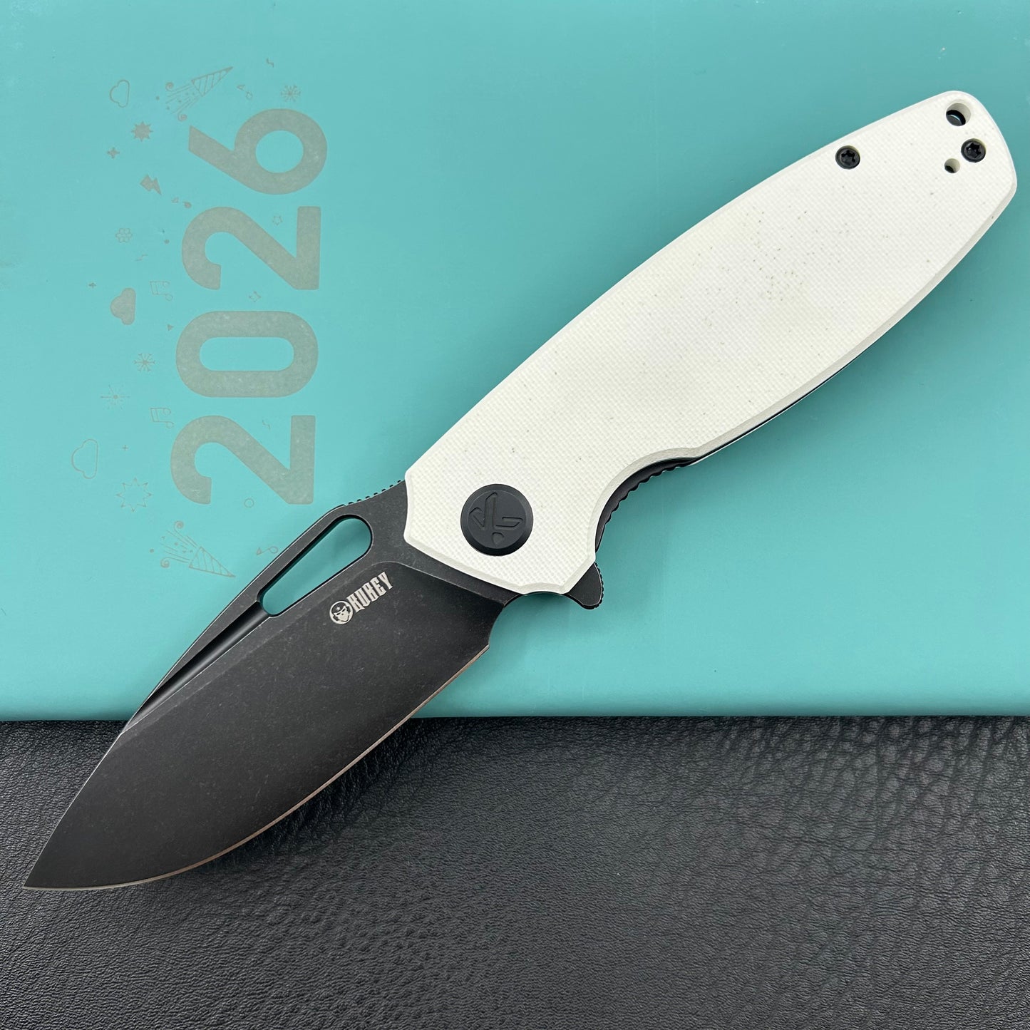KUBEY knife KU322W Tityus Linerlock Black White Folding knife