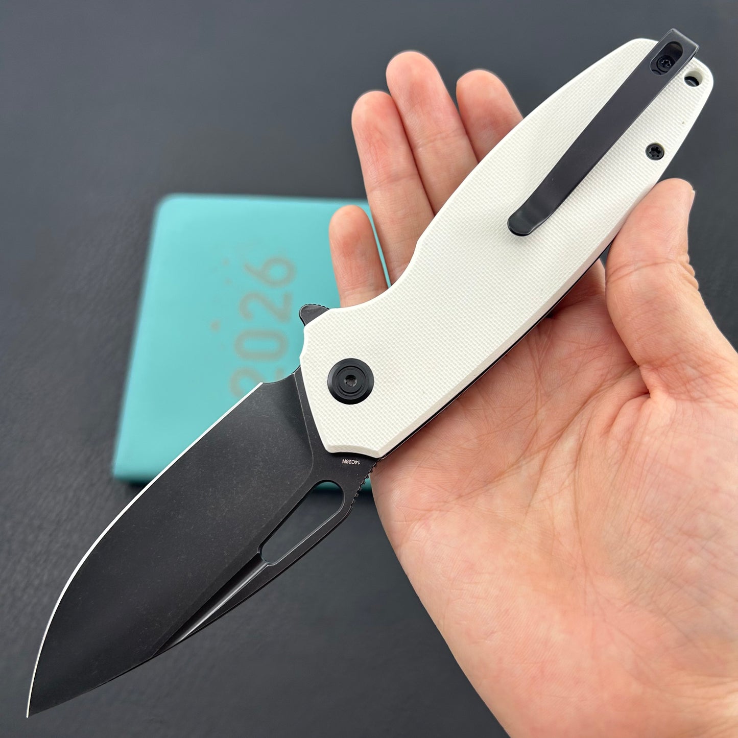 KUBEY knife KU322W Tityus Linerlock Black White Folding knife