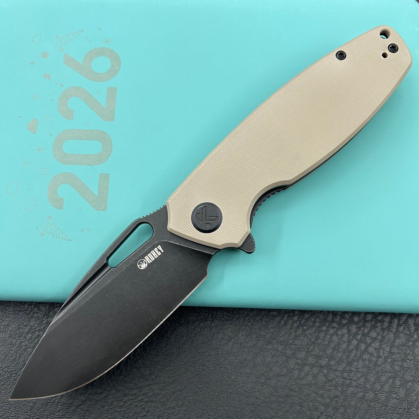 KUBEY knife KU322U Tityus Linerlock Black Tan Folding knife