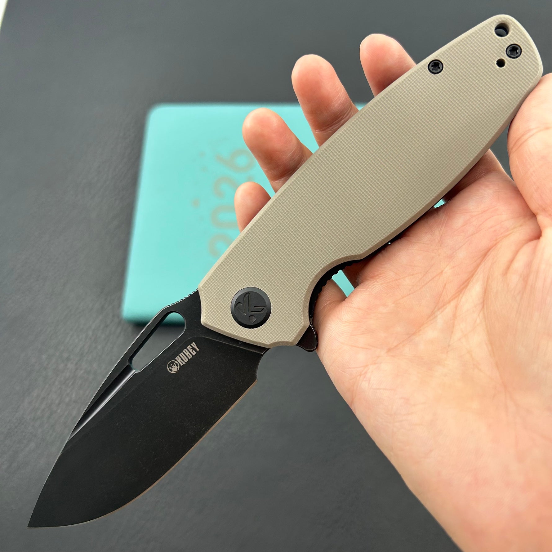 KUBEY knife KU322U Tityus Linerlock Black Tan Folding knife