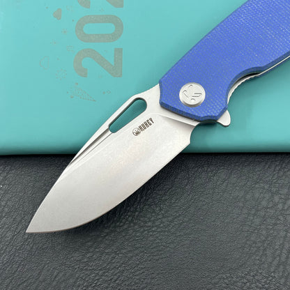 KUBEY knife KU322-1A Tityus Linerlock Blue Micarta Folding knife