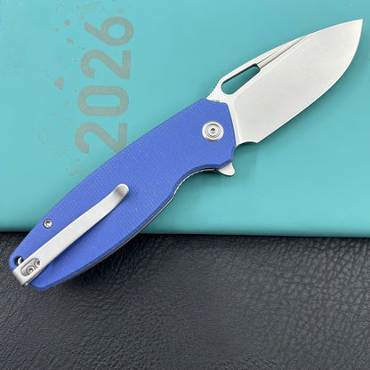 KUBEY knife KU322-1A Tityus Linerlock Blue Micarta Folding knife