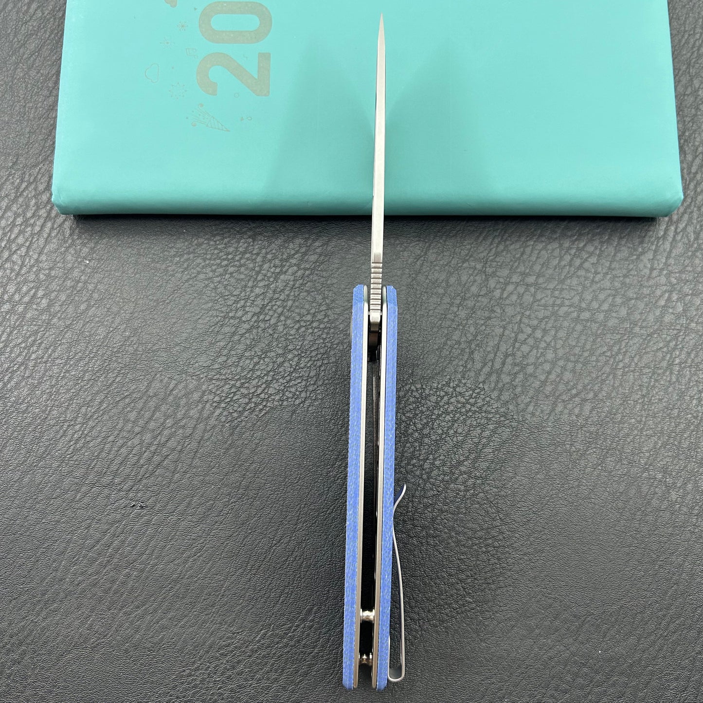 KUBEY knife KU322-1A Tityus Linerlock Blue Micarta Folding knife