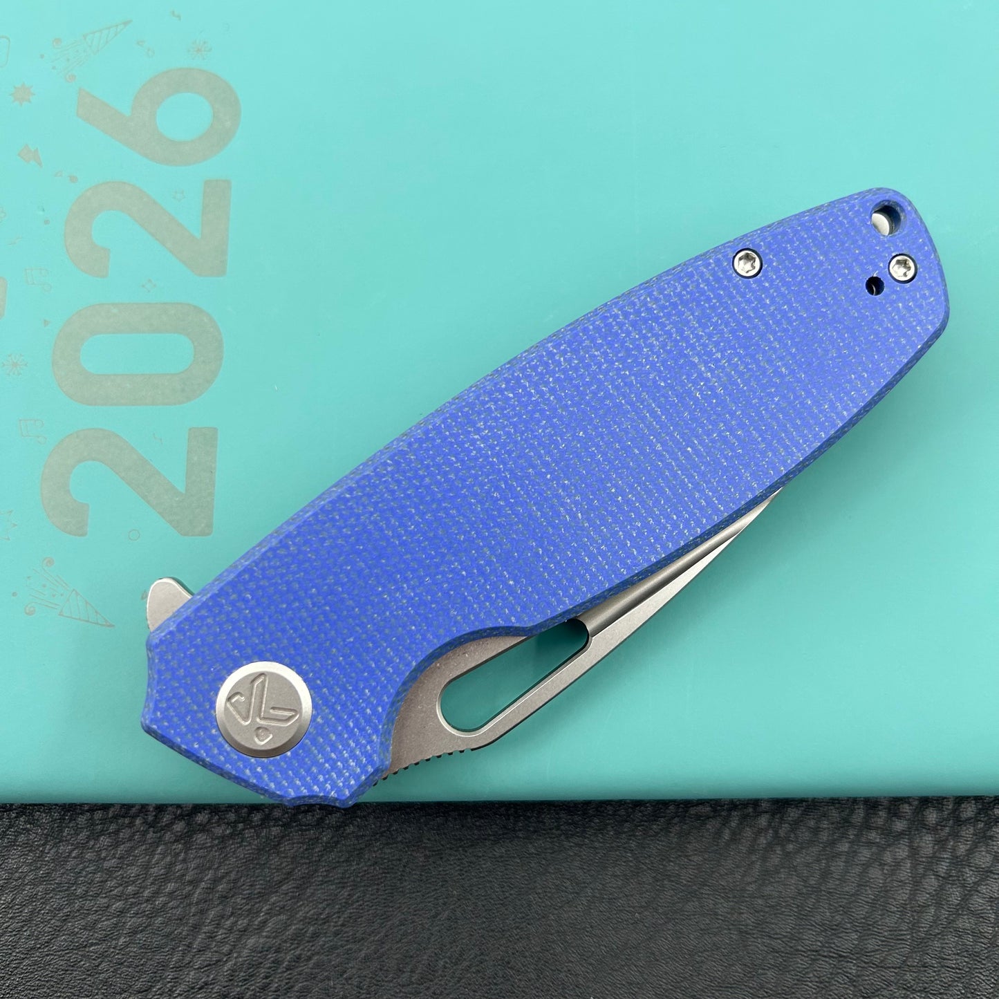 KUBEY knife KU322-1A Tityus Linerlock Blue Micarta Folding knife