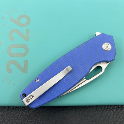 KUBEY knife KU322-1A Tityus Linerlock Blue Micarta Folding knife
