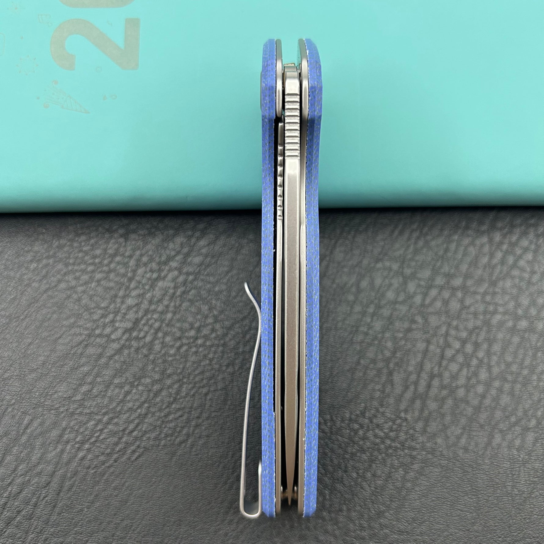 KUBEY knife KU322-1A Tityus Linerlock Blue Micarta Folding knife
