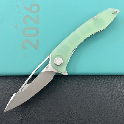 KUBEY knife KU345R Merced Linerlock Jade Folding Knife
