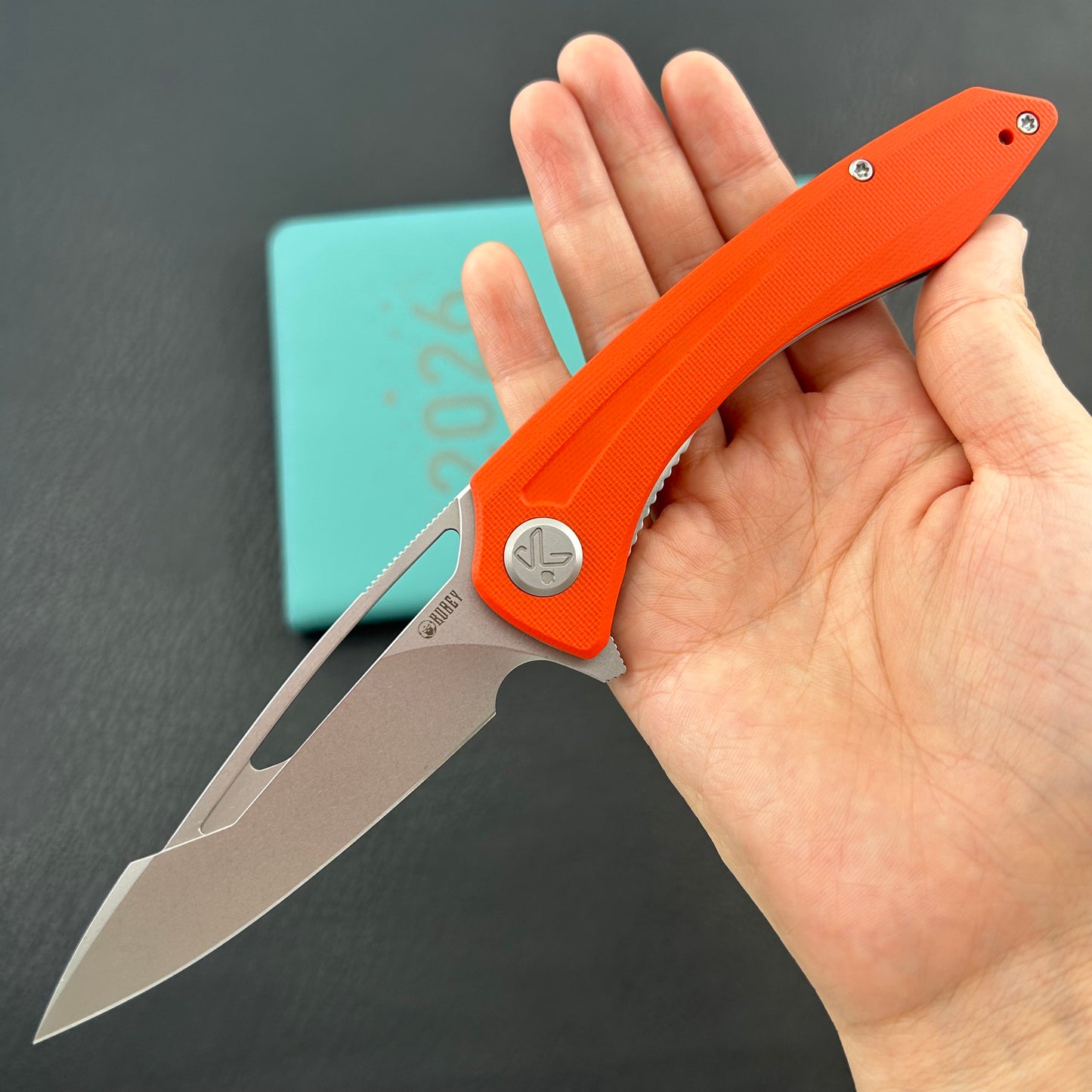 KUBEY knife KU345S Merced Linerlock Orange Folding Knife